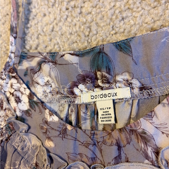 Bordeaux Floral 100% silk Tank Top - Lavender and Cream - Picture 2 of 3